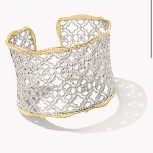 Candice Gold Cuff Bracelet in Silver Filigree Mix